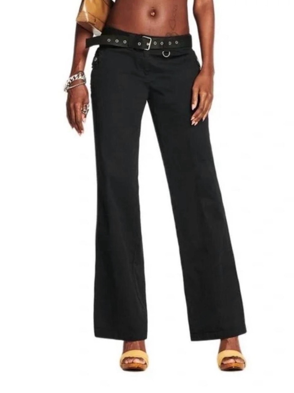I.AM.GIA Women’s M Black Jordan Pants Cargo Flare Belt Utility Y2K